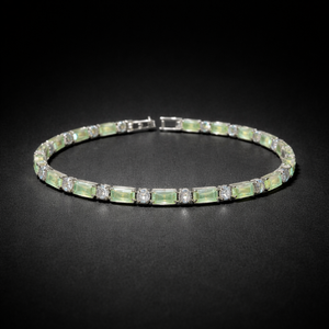 Green iridescent crystal tennis bracelet luxury jewellery