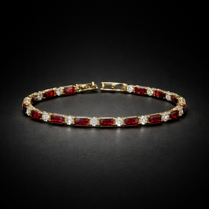 Red ruby tone crystal tennis bracelet for women