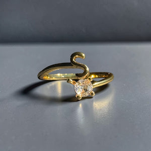 Gold stainless steel adjustable alphabet initial zircon ring for women personalized jewellery Aura Collection