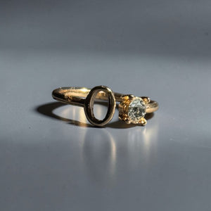 Gold stainless steel adjustable alphabet initial zircon ring for women personalized jewellery Aura Collection