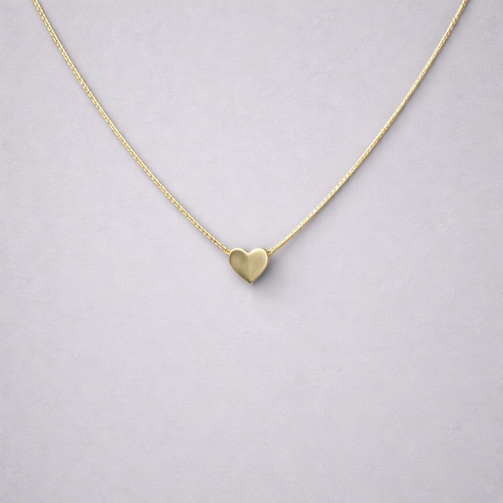 Gold stainless steel minimal heart pendant necklace for women elegant everyday jewellery Aura Collection