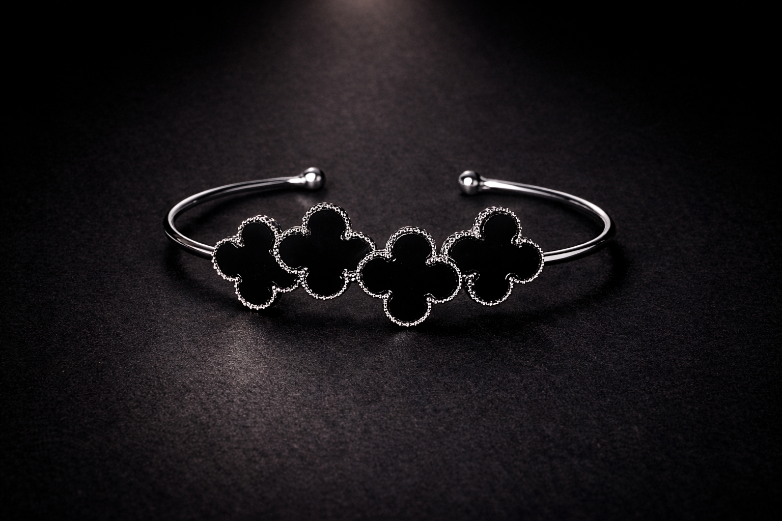 Silver clover open cuff bracelet adjustable minimalist bracelet for women