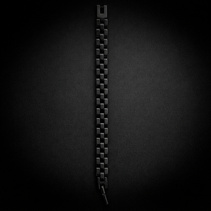 Men’s gold and black stainless steel link chain bracelet with secure clasp