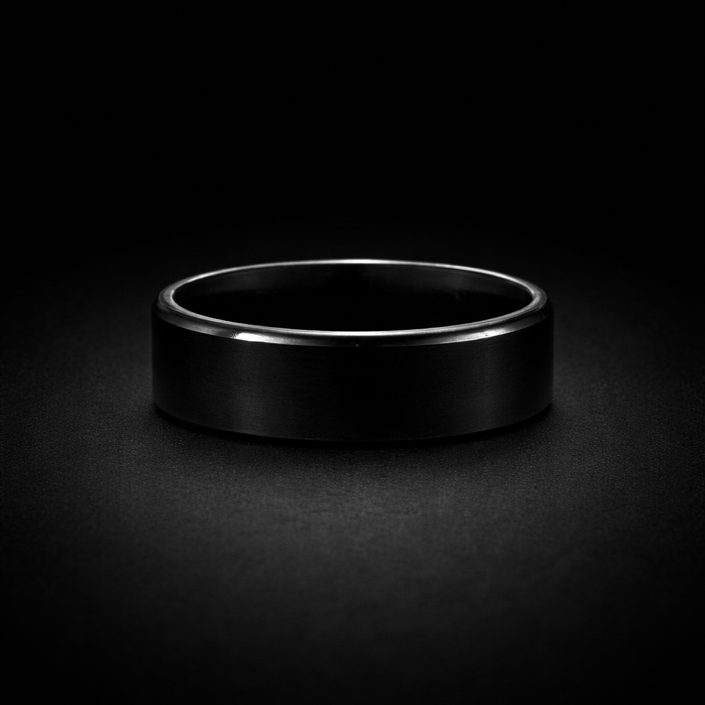 Men’s Matte Black Ring – Minimalist Stainless Steel Band Ring