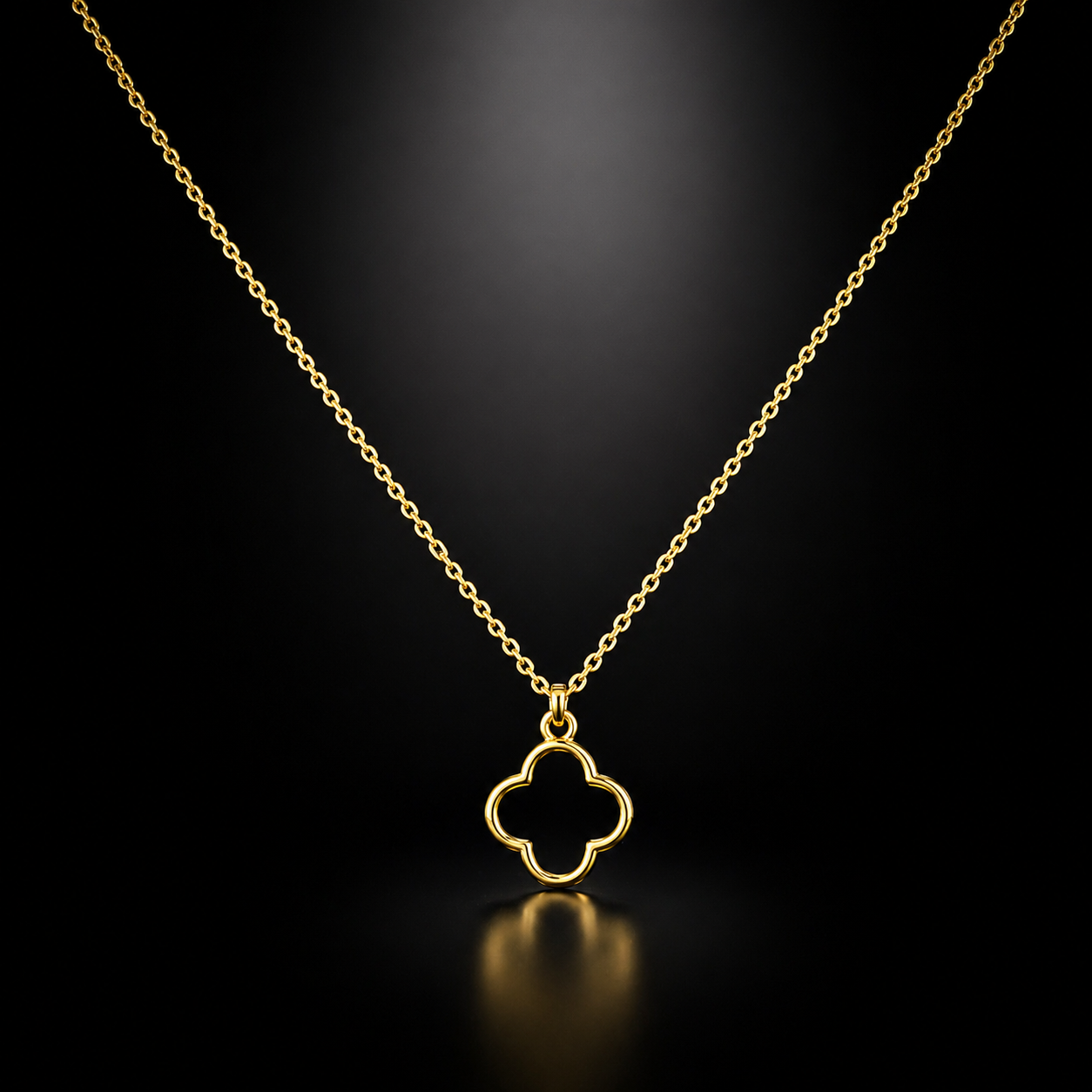 Gold Clover Necklace – Minimalist Four Leaf Clover Pendant Necklace for Women