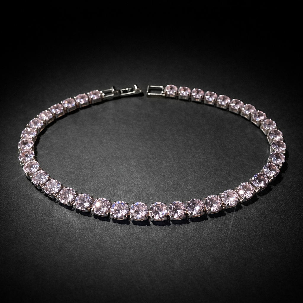 Blush pink round crystal tennis bracelet luxury jewellery for women