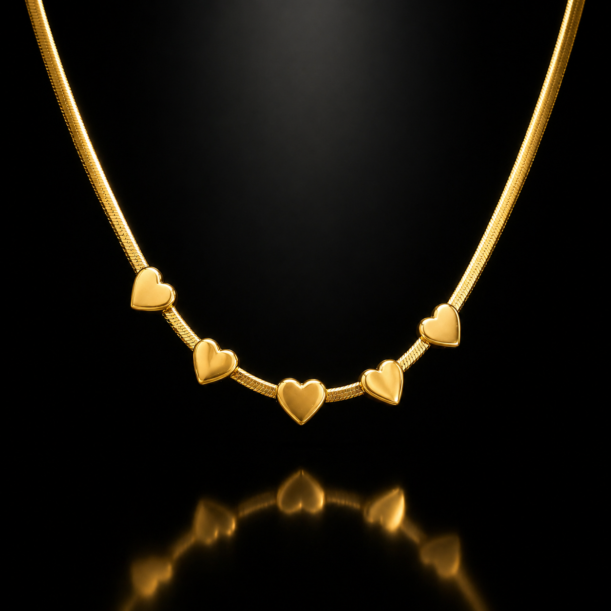 Gold Heart Charm Necklace – Minimal Multi Heart Chain Necklace for Women