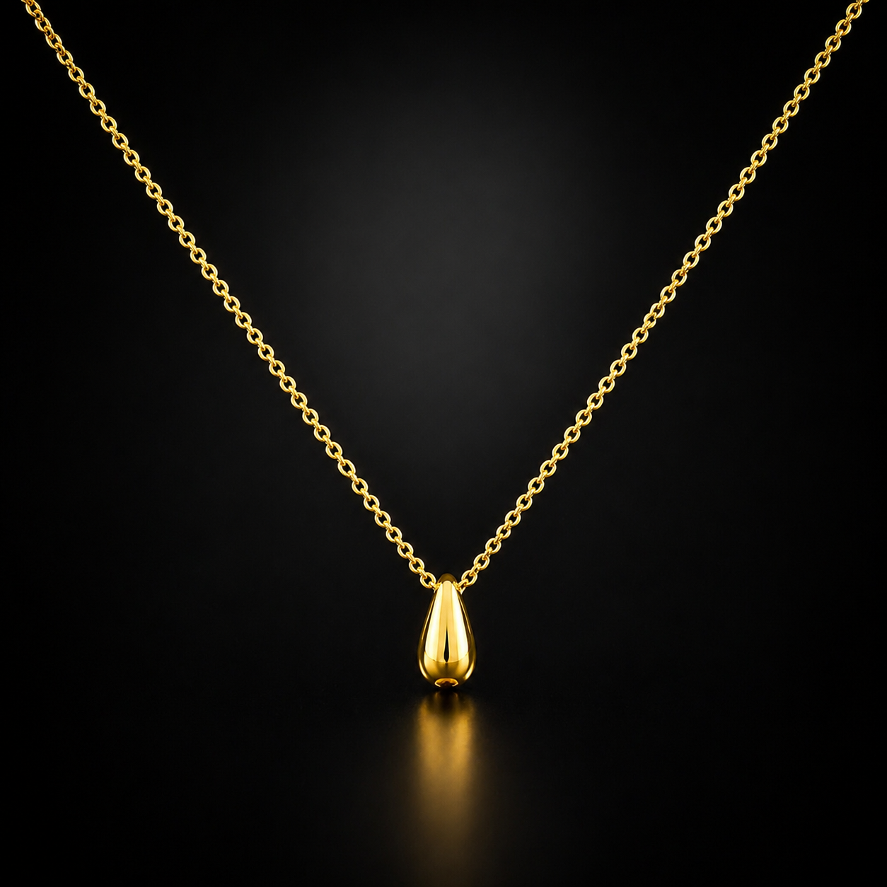 Gold Teardrop Necklace – Minimal Drop Pendant Chain for Women