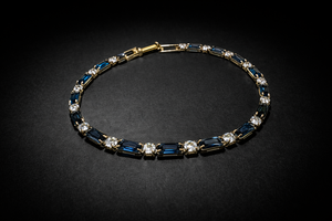 Blue emerald-cut crystal bracelet designer style