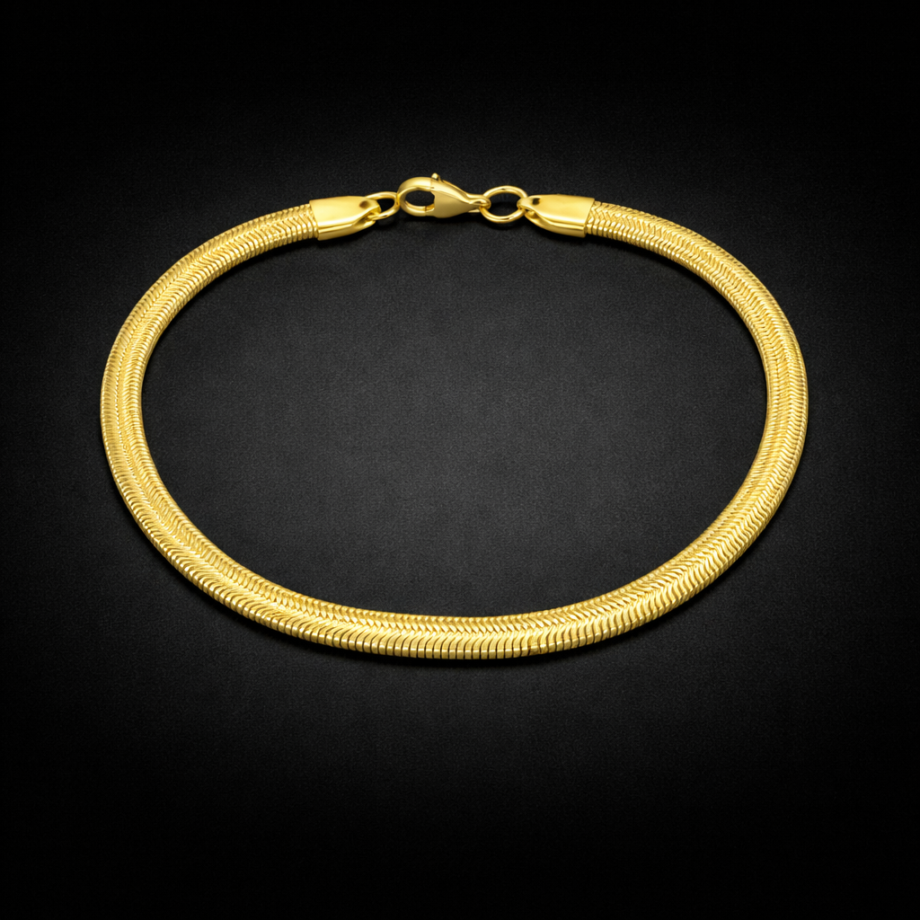 Men’s Premium Snake Chain Bracelet – Gold & Black Stainless Steel