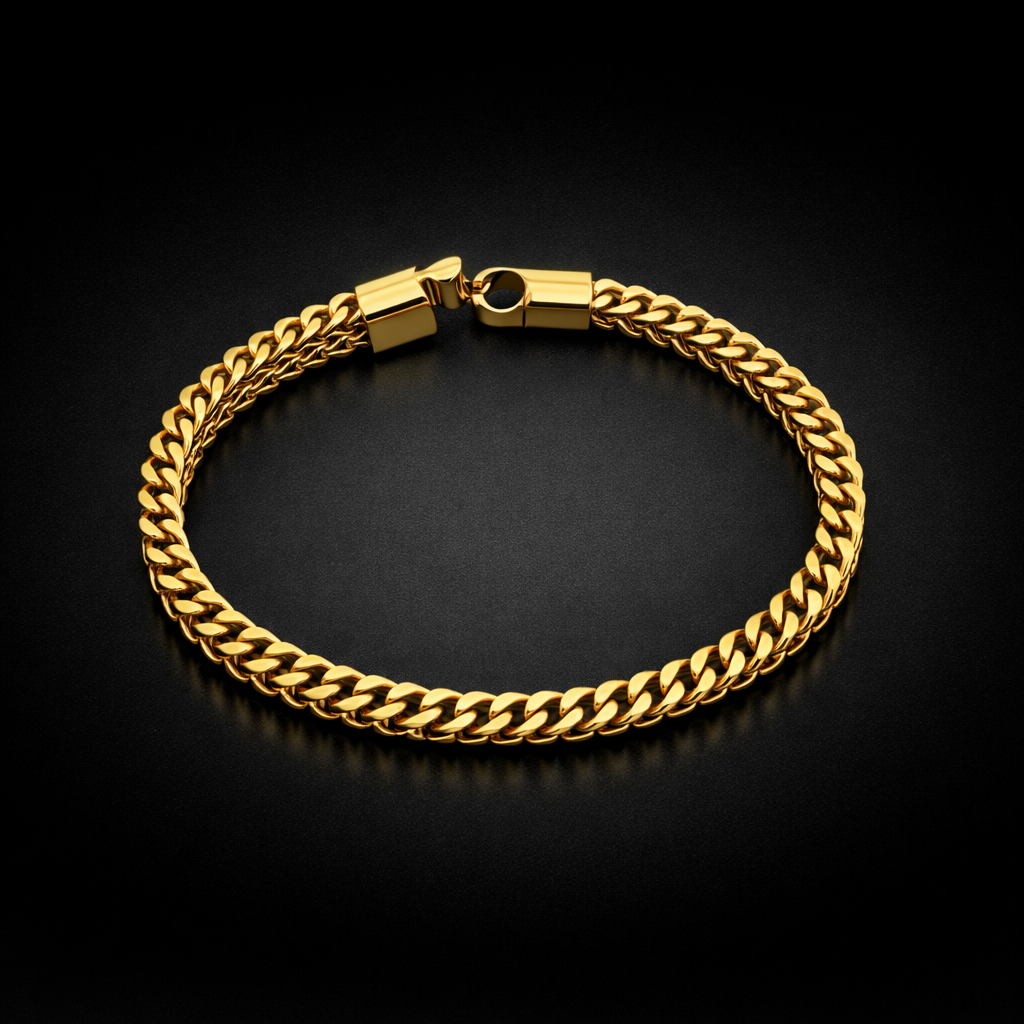 Men’s Cuban Link Bracelet – Premium Gold & Black Chain Bracelet for Men