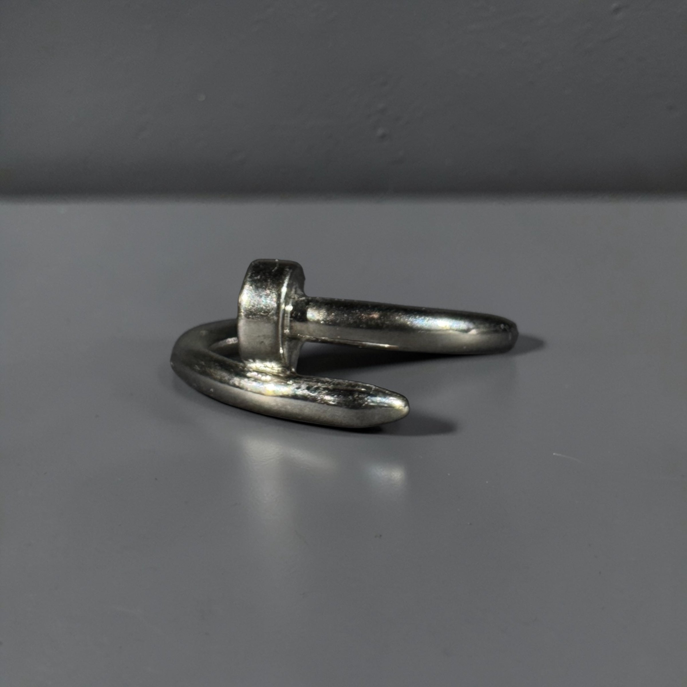 Silver stainless steel modern nail designer adjustable ring for women minimalist jewellery Aura Collection