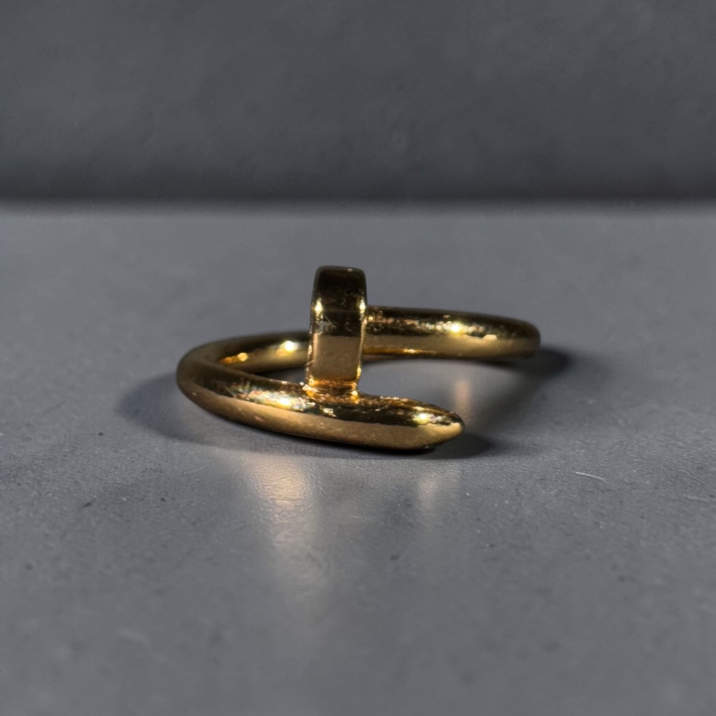 Gold stainless steel minimalist nail wrap adjustable ring for women luxury jewellery Aura Collection