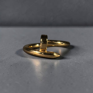 Gold stainless steel minimalist nail wrap adjustable ring for women luxury jewellery Aura Collection