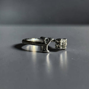 Silver stainless steel adjustable alphabet letter zircon designer ring for women Aura Collection
